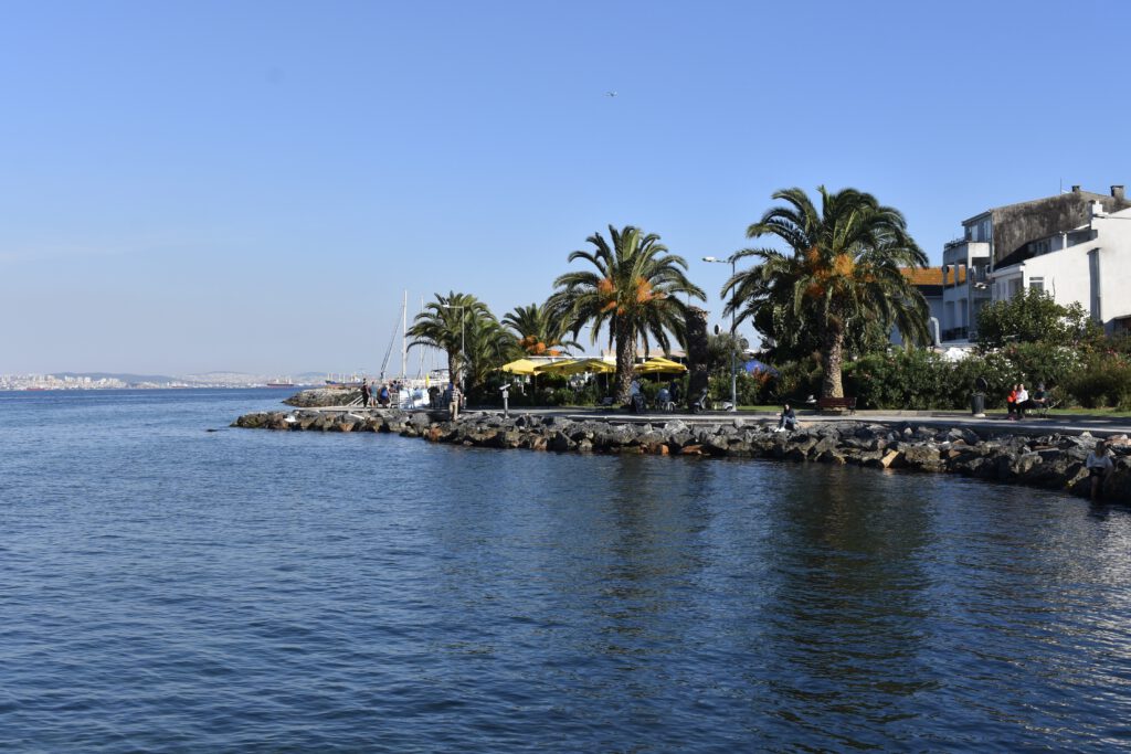 Strand-Promenade mit Palmen in Büyükada